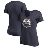 NHL Navy Edmonton Oilers Women's Splatter Logo V-Neck T-Shirt