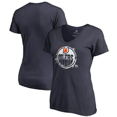 NHL Navy Edmonton Oilers Women's Splatter Logo V-Neck T-Shirt