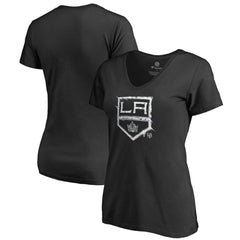 NHL Black Los Angeles Kings Women's Splatter Logo V-Neck T-Shirt