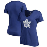NHL Royal Toronto Maple Leafs Women's Splatter Logo V-Neck T-Shirt