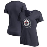 NHL Navy Winnipeg Jets Women's Splatter Logo V-Neck T-Shirt