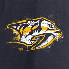 NHL Navy Nashville Predators Women's Splatter Logo V-Neck Long Sleeve T-Shirt