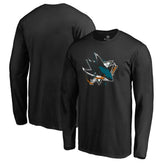 NHL Black San Jose Sharks Splatter Logo Long Sleeve T-Shirt