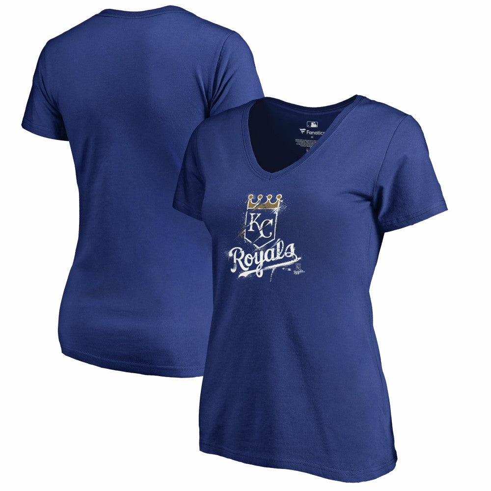 MLB Kansas City Royals Women's Splatter Logo V-Neck T-Shirt