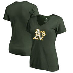 MLB Athletics Women's Splatter Logo V-Neck T-Shirt