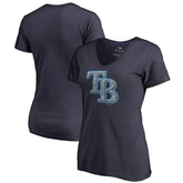 MLB Tampa Bay Rays Women's Static Logo V-Neck T-Shirt