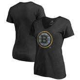 NHL Black Boston Bruins Women's Static Logo V-Neck T-Shirt
