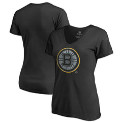 NHL Black Boston Bruins Women's Static Logo V-Neck T-Shirt