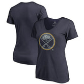 NHL Navy Buffalo Sabres Women's Static Logo V-Neck T-Shirt