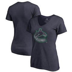 NHL Navy Vancouver Canucks Women's Static Logo V-Neck T-Shirt