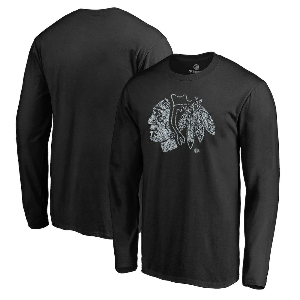 NHL Black Chicago Blackhawks Static Logo Long Sleeve T-Shirt