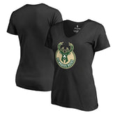 NBA Milwaukee Bucks Women's Primary Logo V-Neck T-Shirt