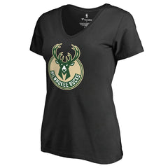 NBA Milwaukee Bucks Women's Primary Logo V-Neck T-Shirt