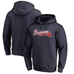 MLB Atlanta Braves Official Wordmark Fitted Pullover Hoodie