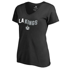 NHL Black Los Angeles Kings Women's Fan Favorite Team Slogan V-Neck T-Shirt