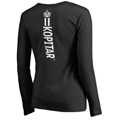 NHL Black Anze Kopitar Los Angeles Kings Women's Backer Name & Number Slim Fit Long Sleeve V-Neck T-Shirt