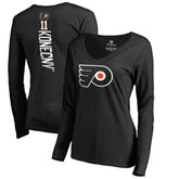 NHL Black Travis Konecny Philadelphia Flyers Women's Backer Name & Number Slim Fit Long Sleeve V-Neck T-Shirt