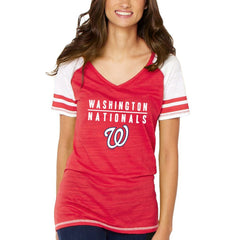 MLB Washington Nationals Soft as a Grape Women's Color Block V-Neck T-Shirt