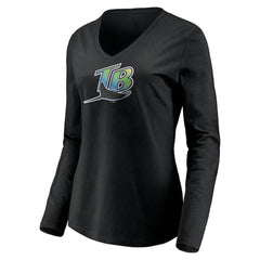 MLB Tampa Bay Rays Women's Cooperstown Collection Wahconah Long Sleeve V-Neck T-Shirt