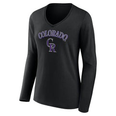 MLB Colorado Rockies Women's Team Lockup Slim Fit Long Sleeve V-Neck T-Shirt