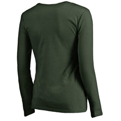 MLB Athletics Women's Team Lockup Slim Fit Long Sleeve V-Neck T-Shirt