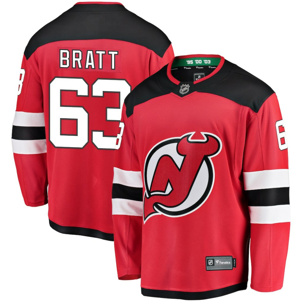 NHL Red Jesper Bratt New Jersey Devils Fanatics Home Breakaway Player Jersey