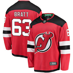 NHL Red Jesper Bratt New Jersey Devils Fanatics Home Breakaway Player Jersey