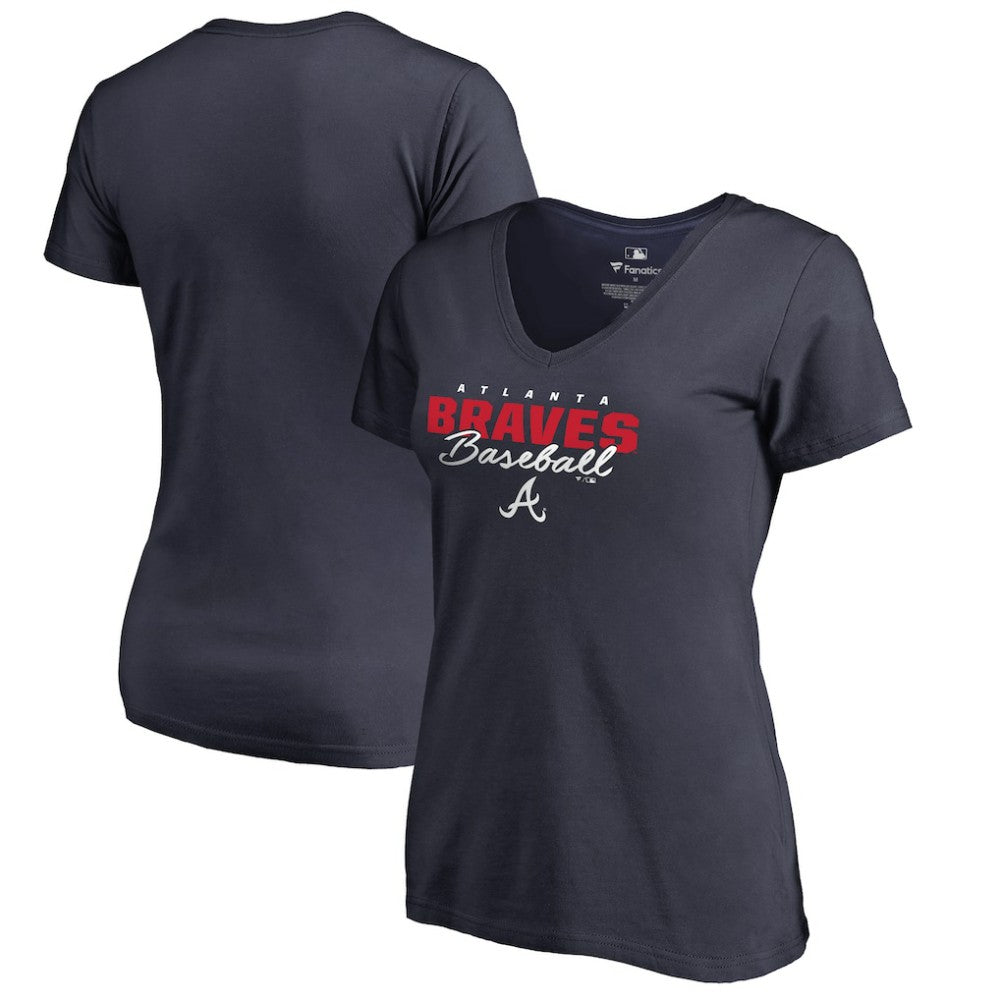 MLB Atlanta Braves Women's Script Assist V-Neck T-Shirt