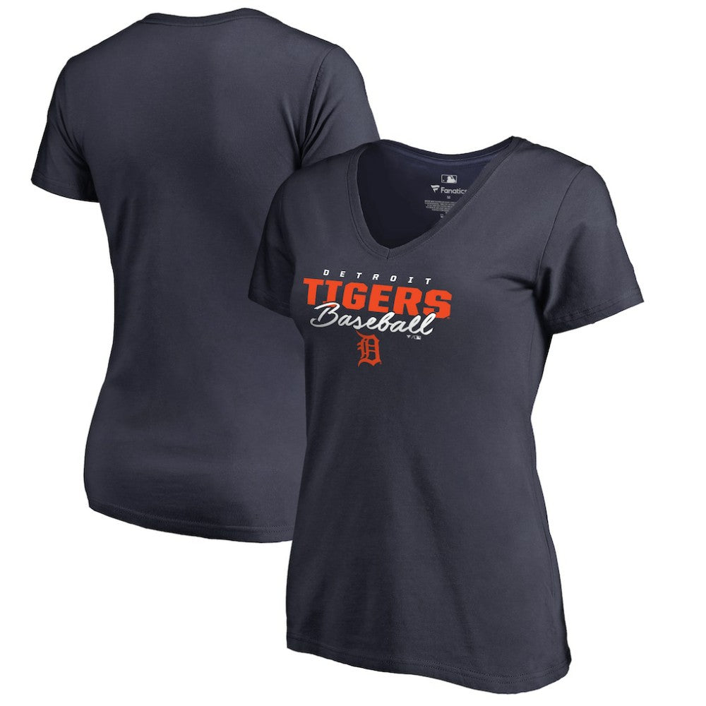 MLB Detroit Tigers Women's Script Assist V-Neck T-Shirt