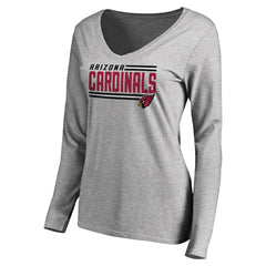Women's Iconic Collection On Side Stripe Long Sleeve V-Neck T-Shirt - Arizona Cardinals