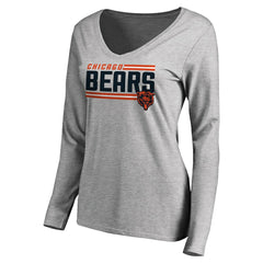Women's Iconic Collection On Side Stripe Long Sleeve V-Neck T-Shirt - Chicago Bears