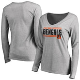 Women's Iconic Collection On Side Stripe Long Sleeve V-Neck T-Shirt - Cincinnati Bengals