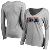 Women's Iconic Collection On Side Stripe Long Sleeve V-Neck T-Shirt - Denver Broncos