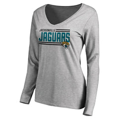 Women's Iconic Collection On Side Stripe Long Sleeve V-Neck T-Shirt - Jacksonville Jaguars