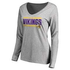 Women's Iconic Collection On Side Stripe Long Sleeve V-Neck T-Shirt - Minnesota Vikings