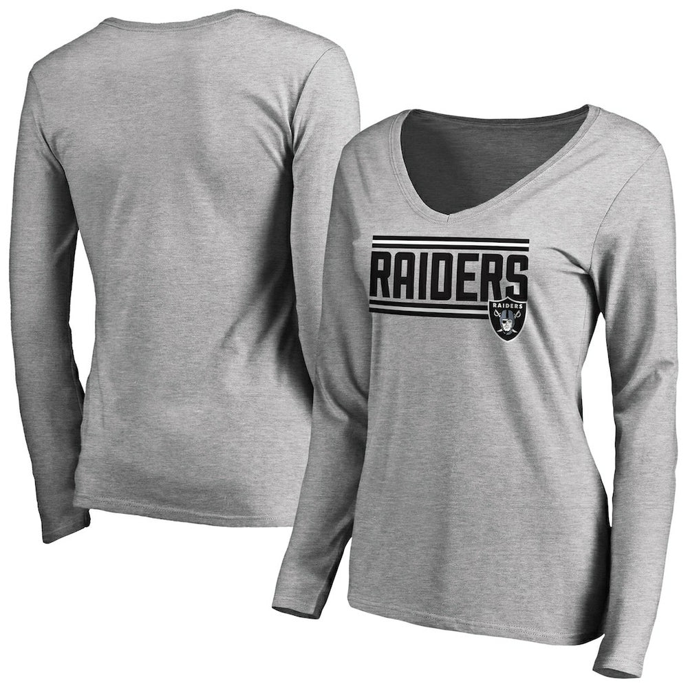 Women's Iconic Collection On Side Stripe Long Sleeve V-Neck T-Shirt - Las Vegas Raiders
