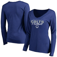 Women's Iconic Collection Script Assist Long Sleeve V-Neck T-Shirt - Indianapolis Colts
