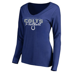 Women's Iconic Collection Script Assist Long Sleeve V-Neck T-Shirt - Indianapolis Colts