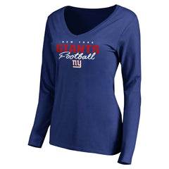 Women's Iconic Collection Script Assist Long Sleeve V-Neck T-Shirt - New York Giants