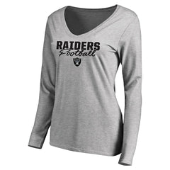 Women's Iconic Collection Script Assist Long Sleeve V-Neck T-Shirt - Las Vegas Raiders