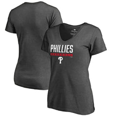MLB Philadelphia Phillies Women's Win Stripe V-Neck T-Shirt