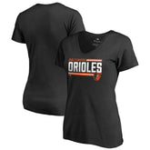 MLB Baltimore Orioles Women's Onside Stripe V-Neck T-Shirt