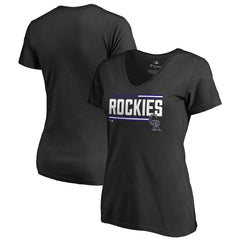 MLB Colorado Rockies Women's Onside Stripe V-Neck T-Shirt