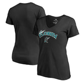 MLB Florida Marlins Women's Core Wahconah V-Neck T-Shirt