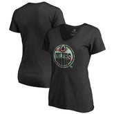 NHL Black Edmonton Oilers Women's Lovely V-Neck T-Shirt