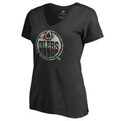 NHL Black Edmonton Oilers Women's Lovely V-Neck T-Shirt