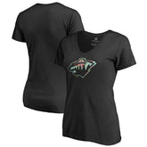 NHL Black Minnesota Wild Women's Lovely V-Neck T-Shirt