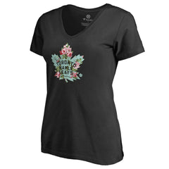 NHL Black Toronto Maple Leafs Women's Lovely V-Neck T-Shirt