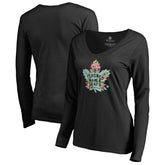 NHL Black Toronto Maple Leafs Women's Lovely Long Sleeve V-Neck T-Shirt