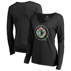 NHL Black Winnipeg Jets Women's Lovely Long Sleeve V-Neck T-Shirt